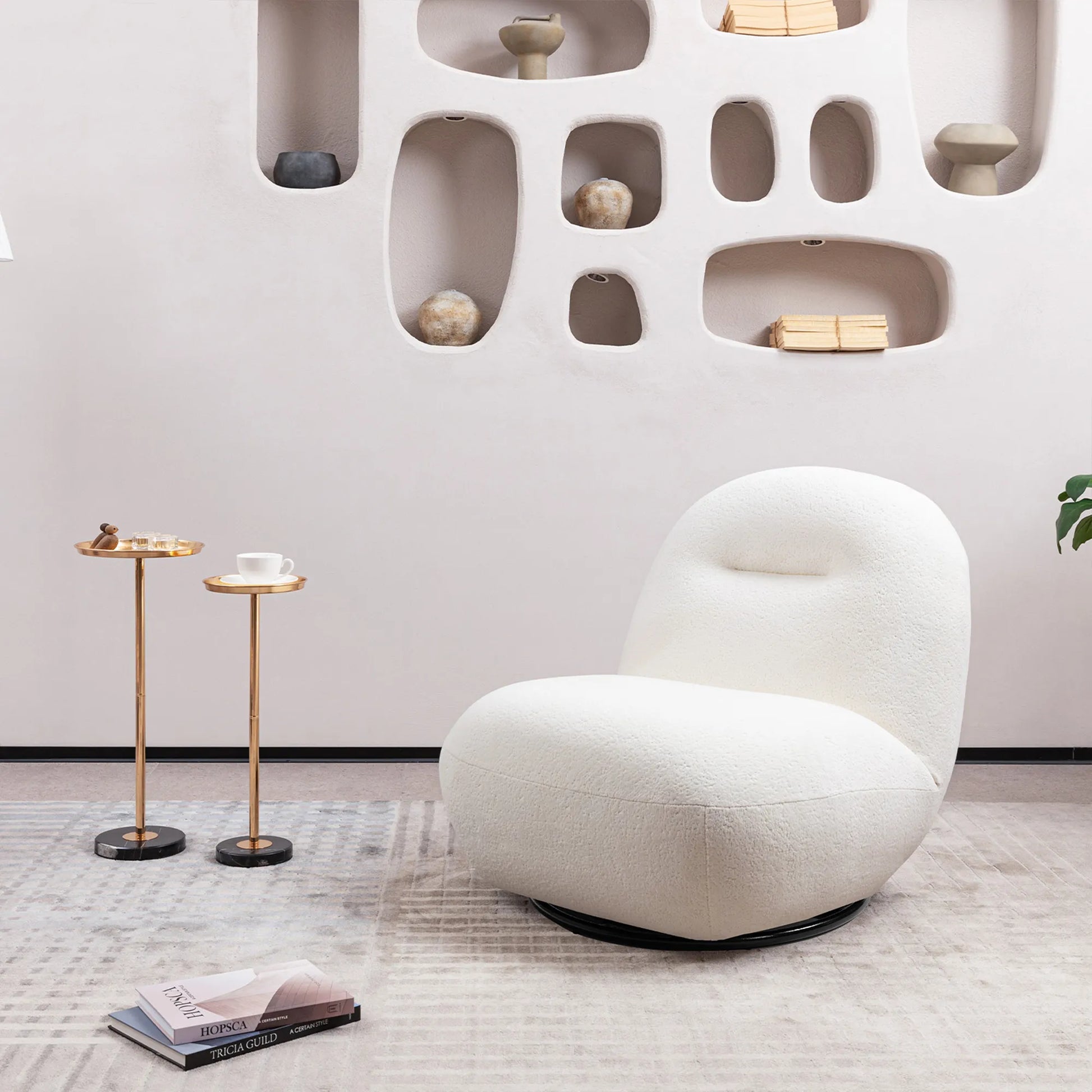 Minimalist Armless Comfy Velvet Swivel Accent Chair