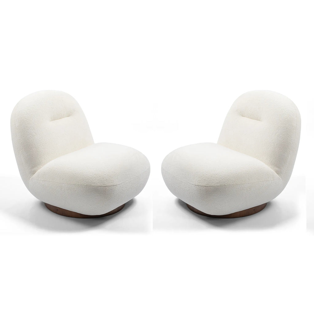 Minimalist Armless Comfy Velvet Swivel Accent Chair