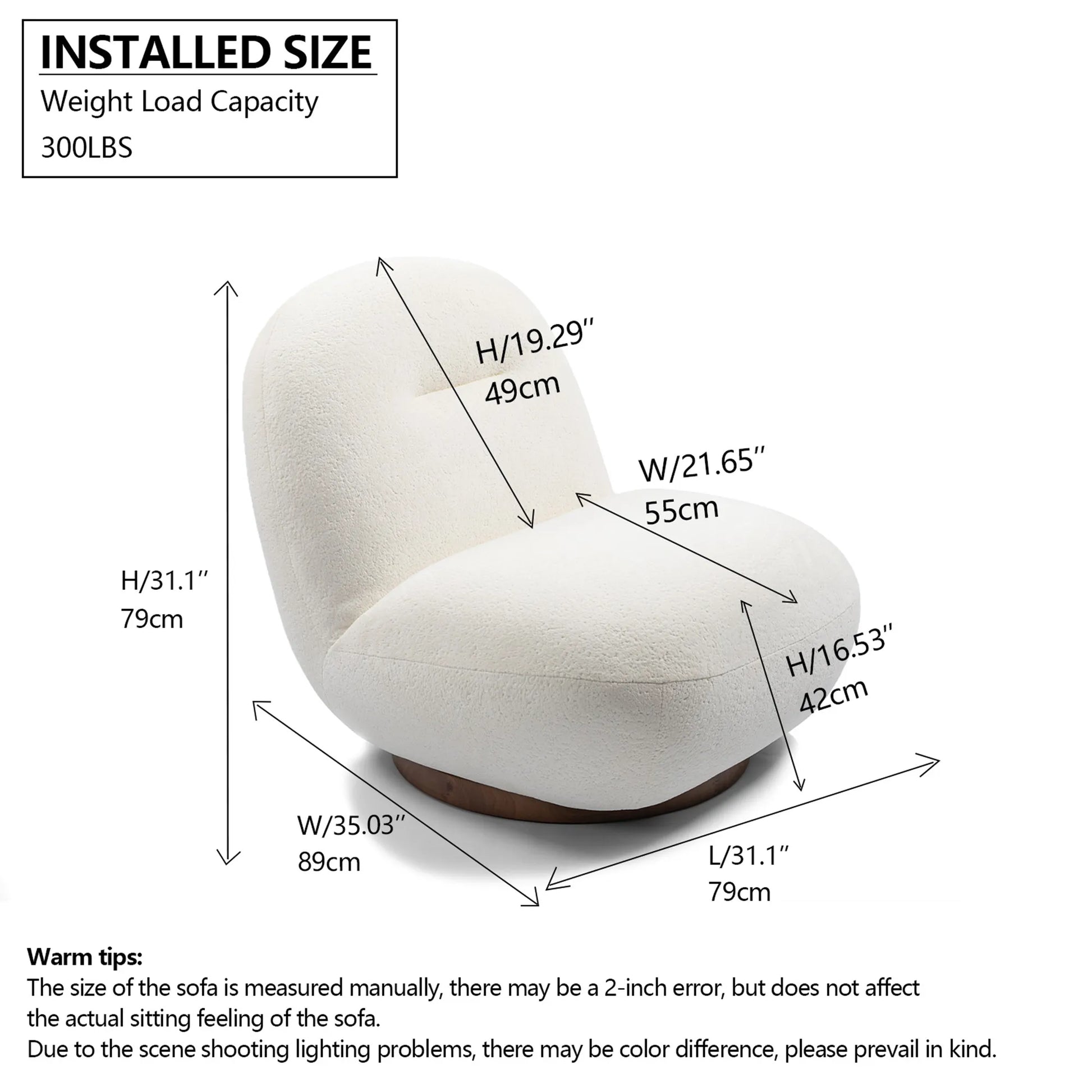 Minimalist Armless Comfy Velvet Swivel Accent Chair
