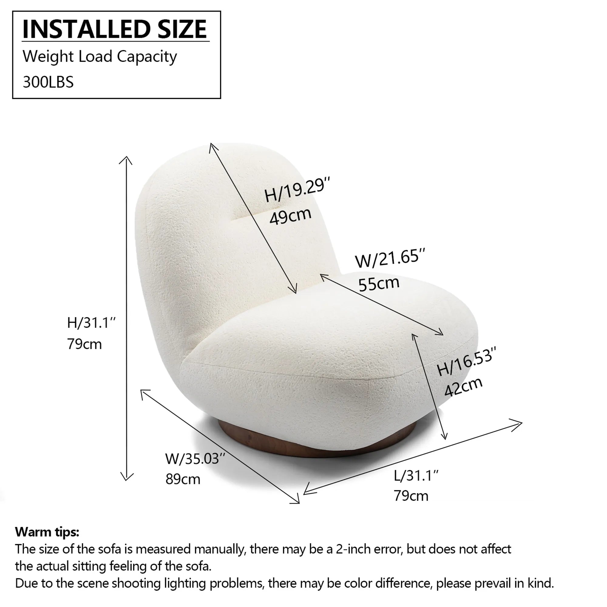 Minimalist Armless Comfy Velvet Swivel Accent Chair