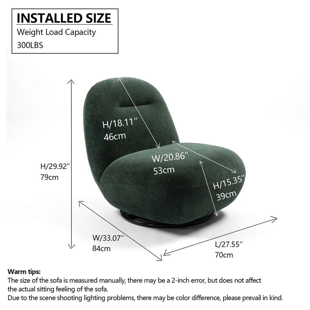 Minimalist Armless Comfy Velvet Swivel Accent Chair