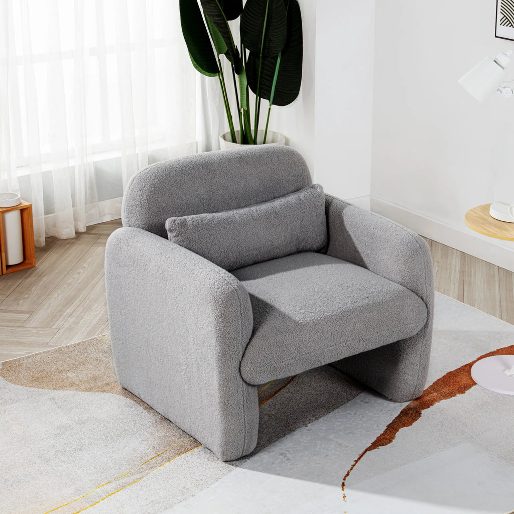 Minimalist Style Teddy Fleece Armchair, Accent Chair