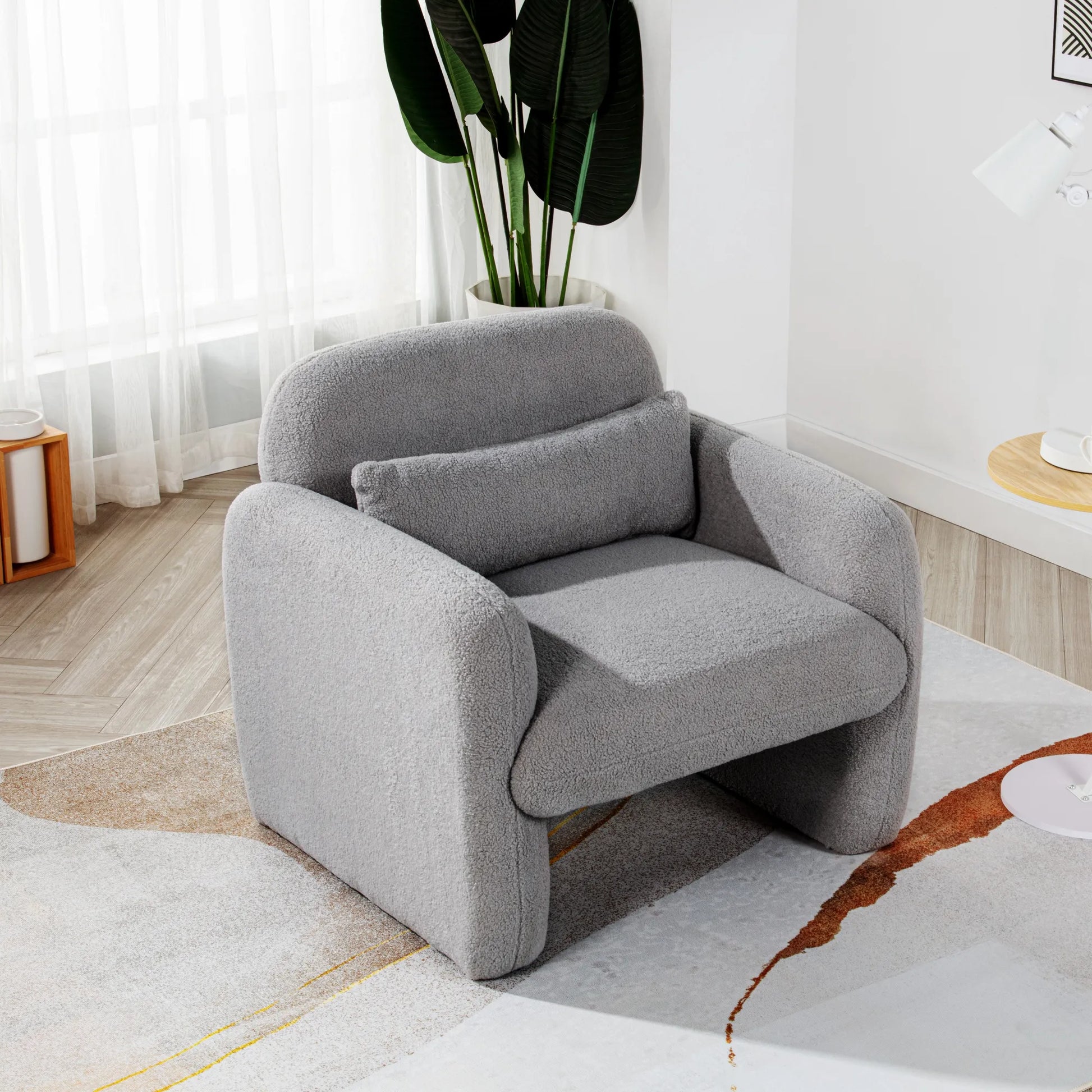 Minimalist Style Teddy Fleece Armchair, Accent Chair