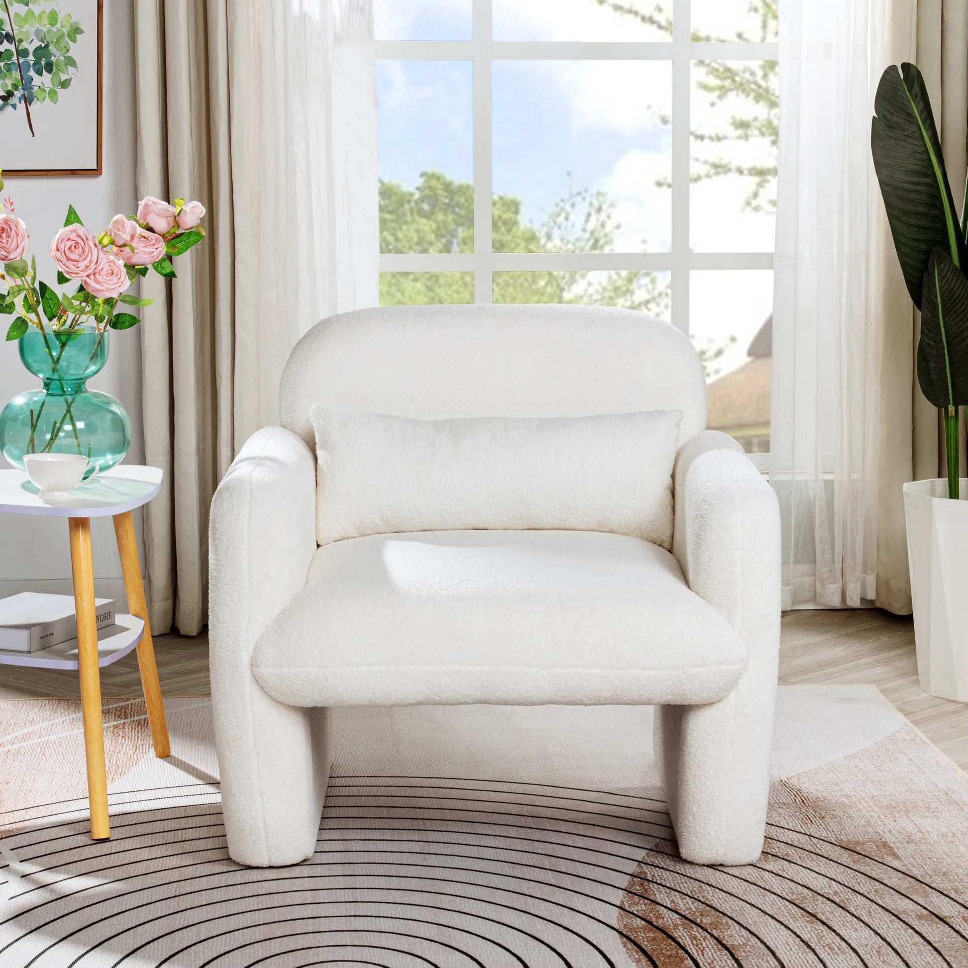 Minimalist Style Teddy Fleece Armchair, Accent Chair