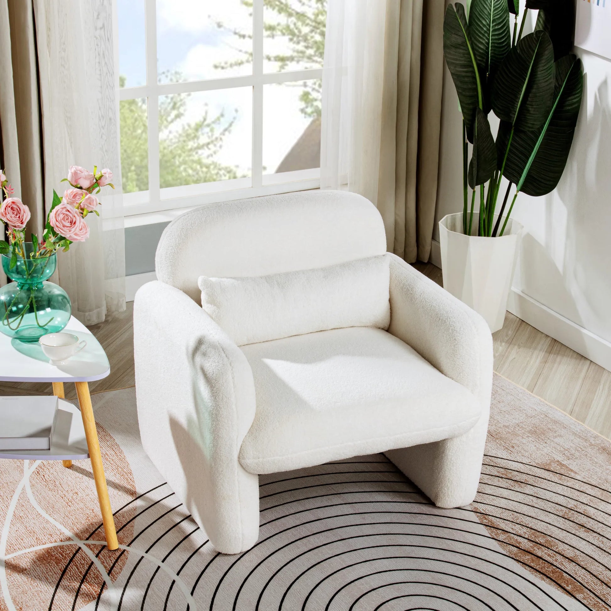 Minimalist Style Teddy Fleece Armchair, Accent Chair