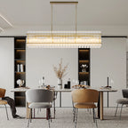 Modern 10-Light Rectangular Crystal Chandelier