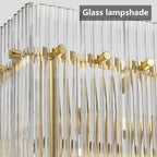 Modern 10-Light Rectangular Crystal Chandelier
