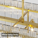 Modern 10-Light Rectangular Crystal Chandelier