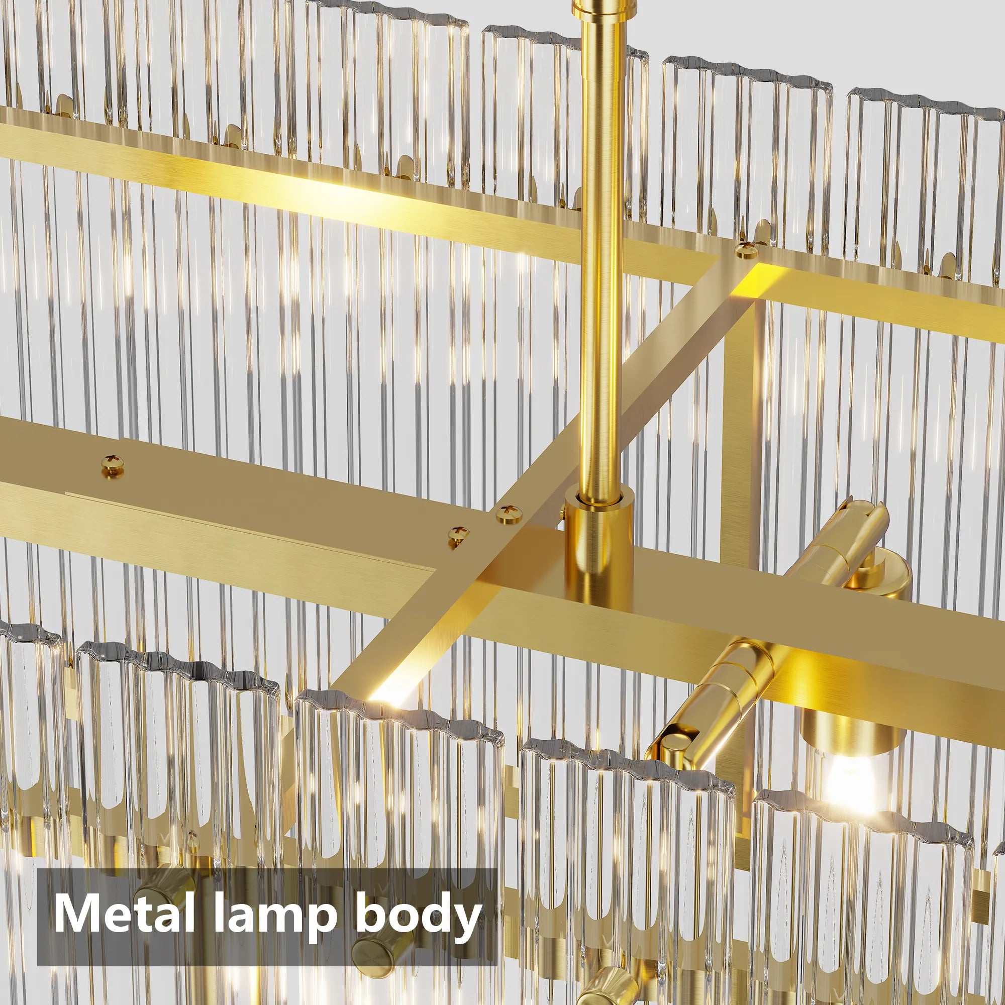 Modern 10-Light Rectangular Crystal Chandelier