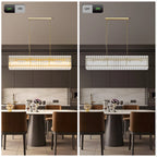 Modern 10-Light Rectangular Crystal Chandelier
