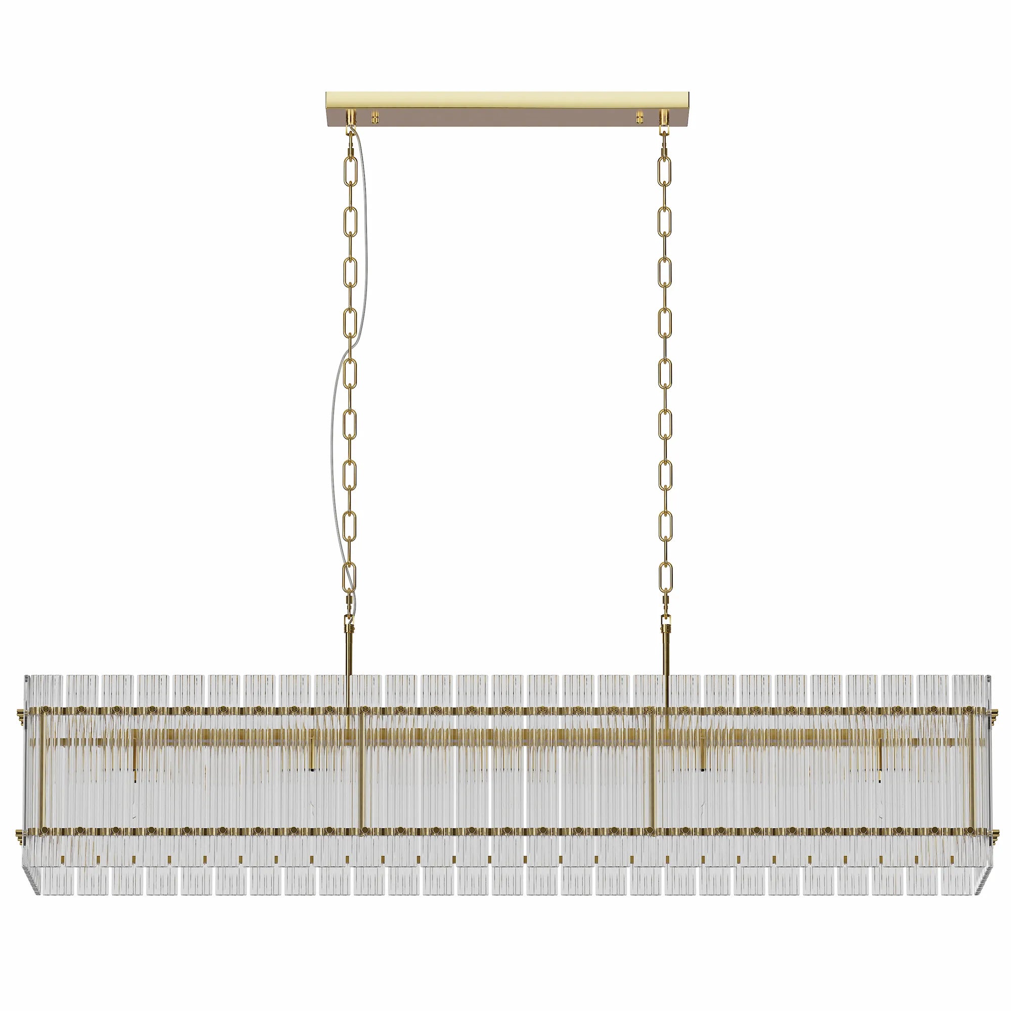Modern 10-Light Rectangular Crystal Chandelier