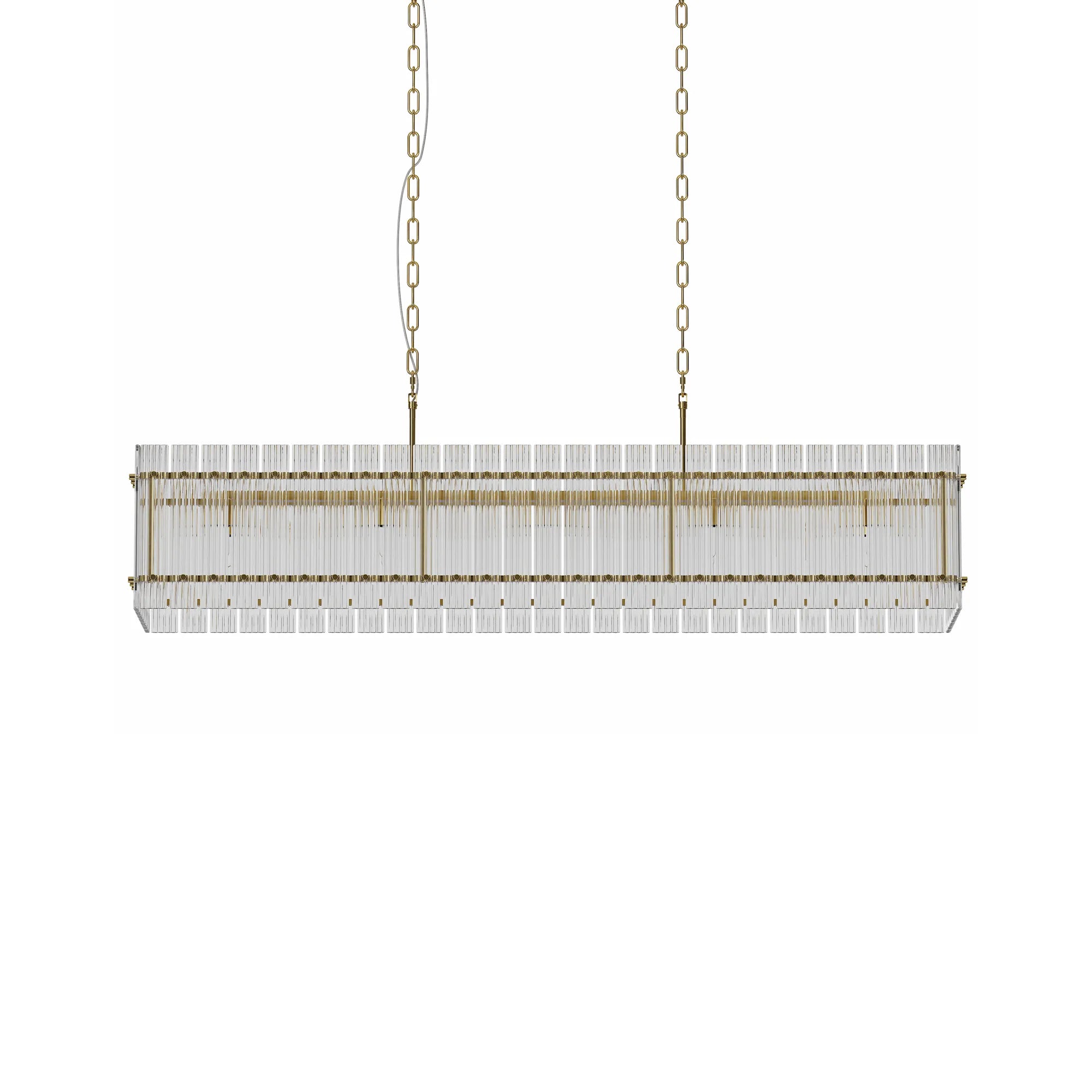 Modern 10-Light Rectangular Crystal Chandelier