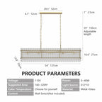 Modern 10-Light Rectangular Crystal Chandelier