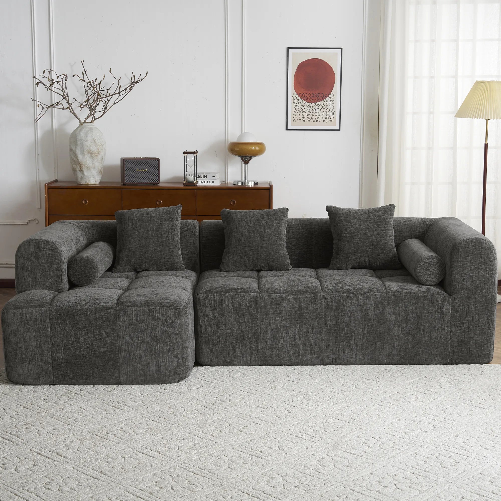 Modern 101” Modular Compressed Sofa with Deep Seats