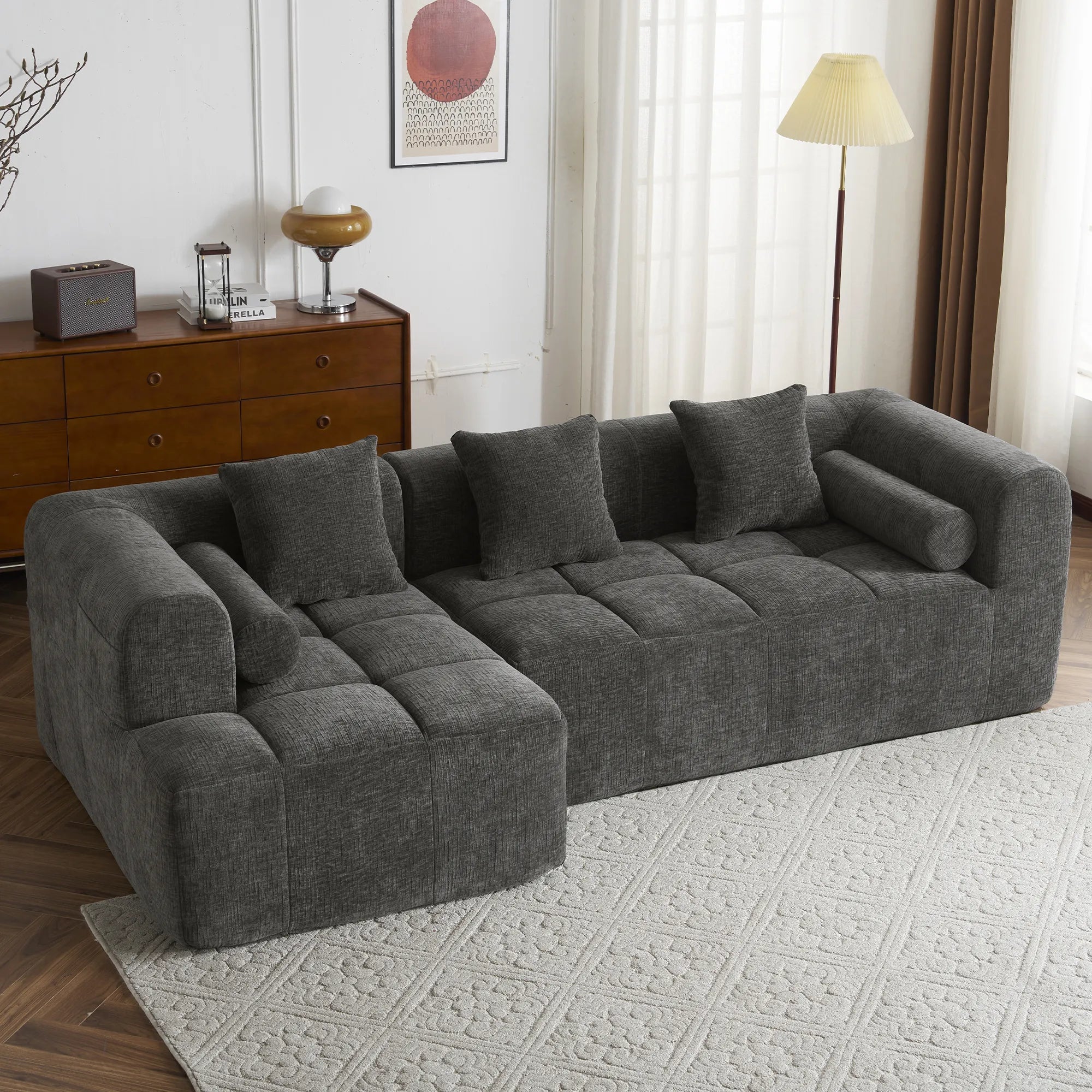 Modern 101” Modular Compressed Sofa with Deep Seats