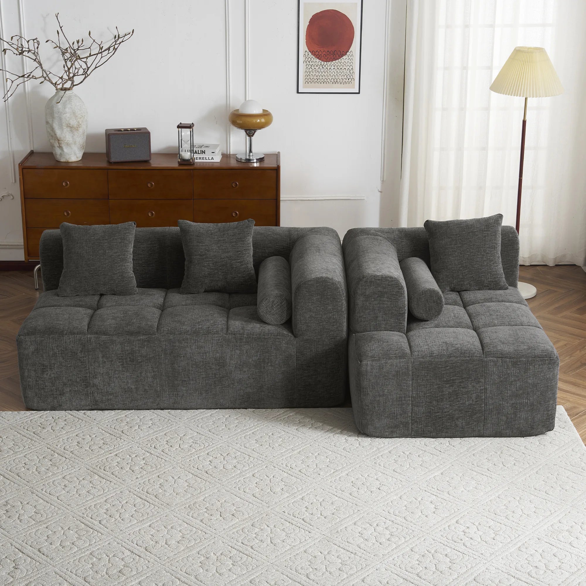 Modern 101” Modular Compressed Sofa with Deep Seats