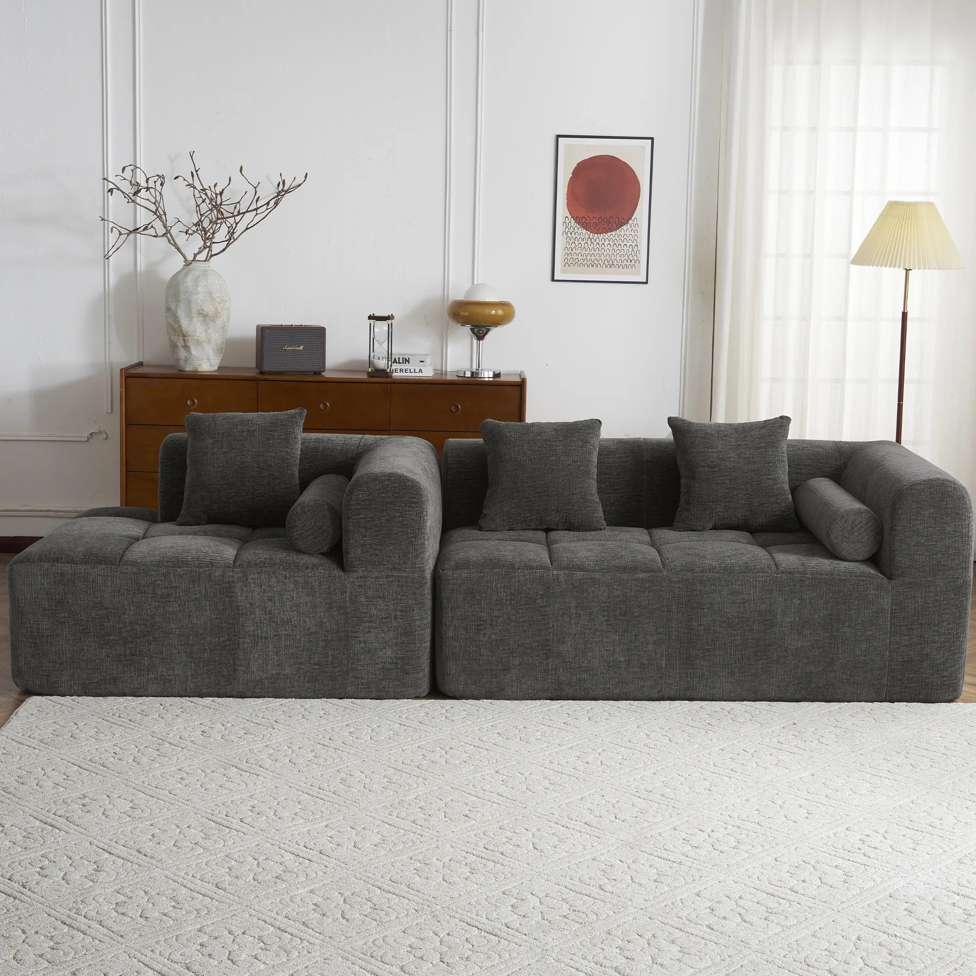 Modern 101” Modular Compressed Sofa with Deep Seats