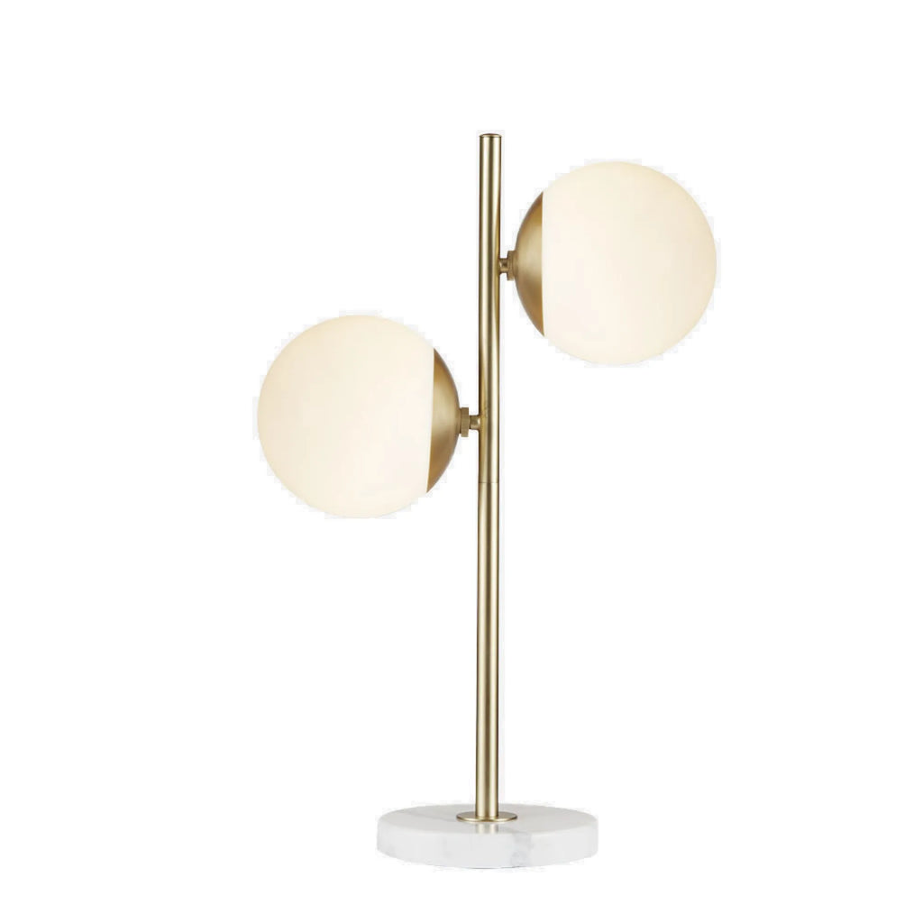 Modern 2 Globe Table Lamp with Faux Marble Base