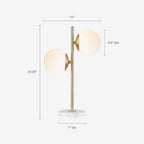 Modern 2 Globe Table Lamp with Faux Marble Base