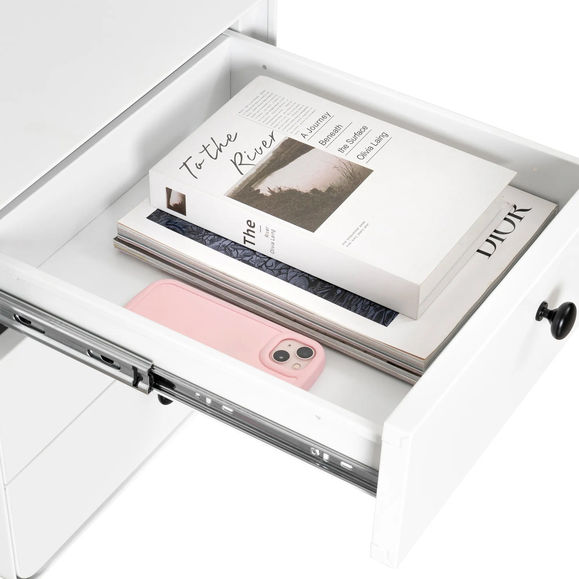 Modern 3-Drawer Steel Nightstand