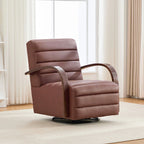 Modern 360° Swivel Accent Chair, PU Leather with Wood Armrests