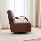 Modern 360° Swivel Accent Chair, PU Leather with Wood Armrests