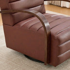 Modern 360° Swivel Accent Chair, PU Leather with Wood Armrests