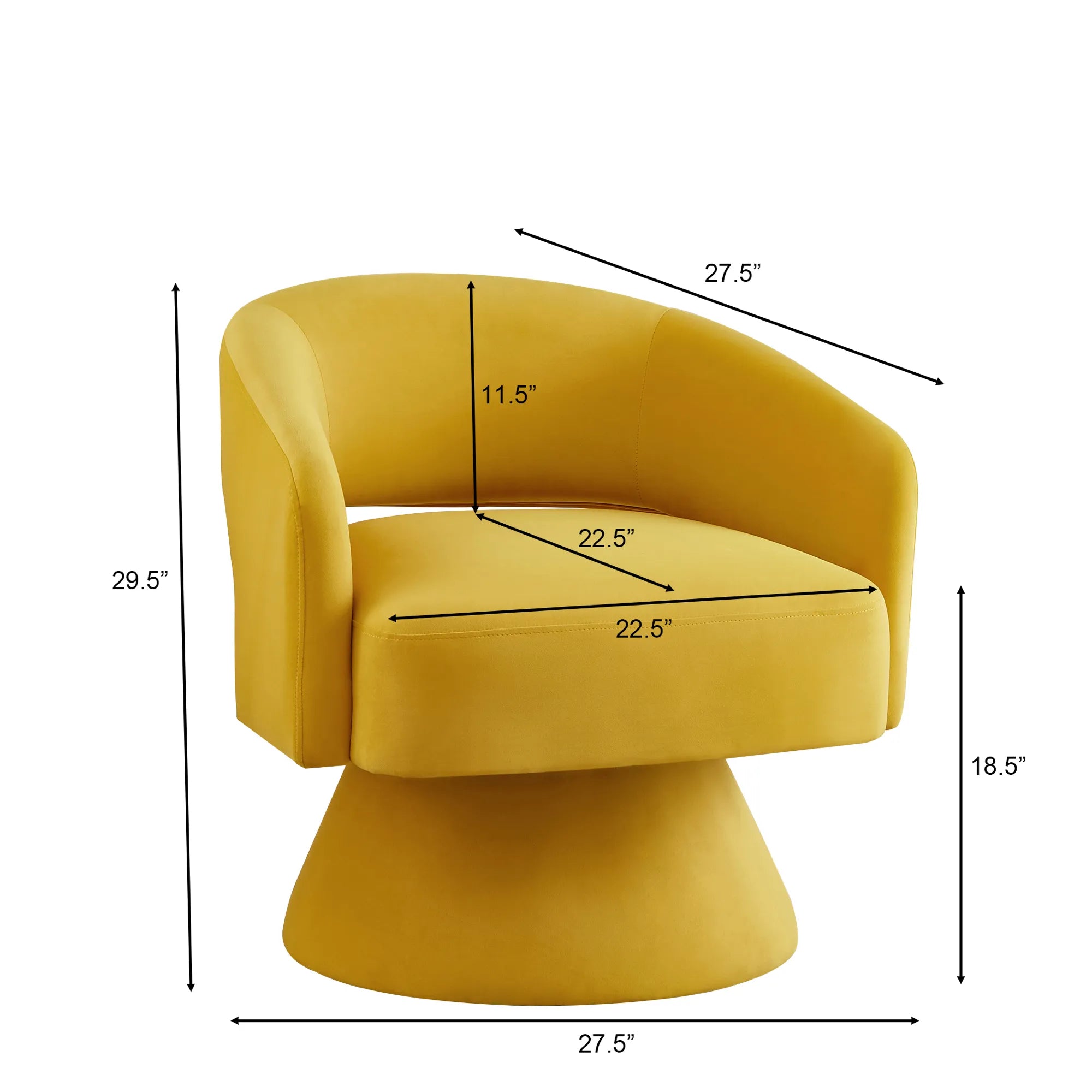 Modern 360° Swivel Velvet Barrel Accent Chair With Open Backrest