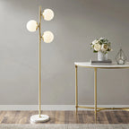 Modern 3 Globe Floor Lamp with Marble Base