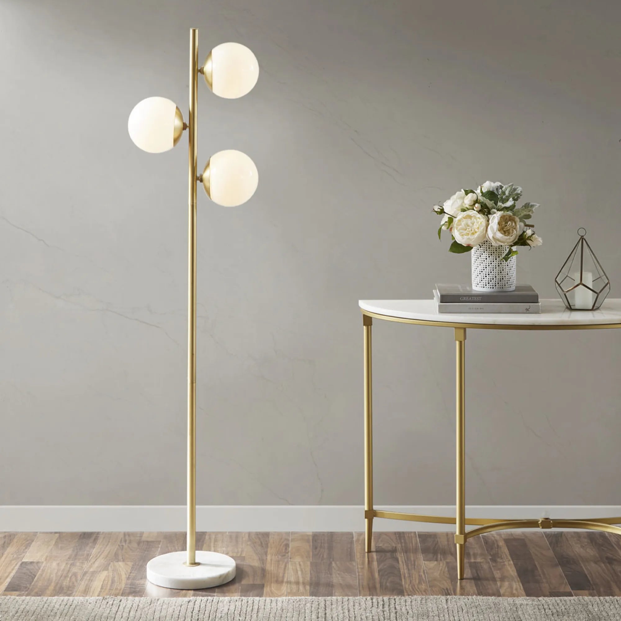 Modern 3 Globe Floor Lamp with Marble Base