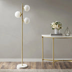 Modern 3 Globe Floor Lamp with Marble Base