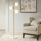Modern 3 Globe Floor Lamp with Marble Base