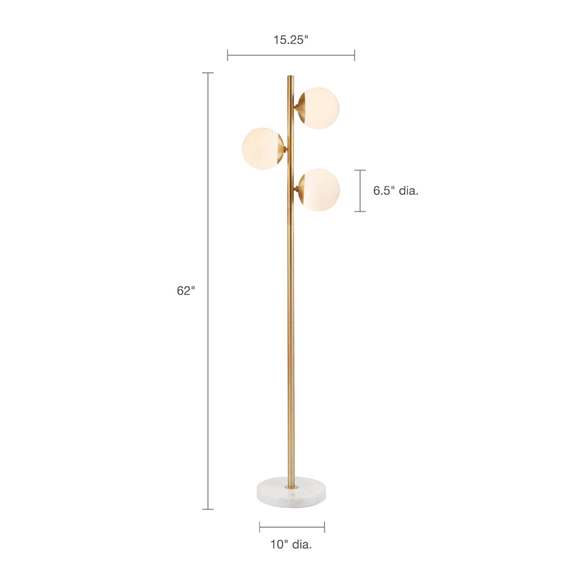 Modern 3 Globe Floor Lamp with Marble Base