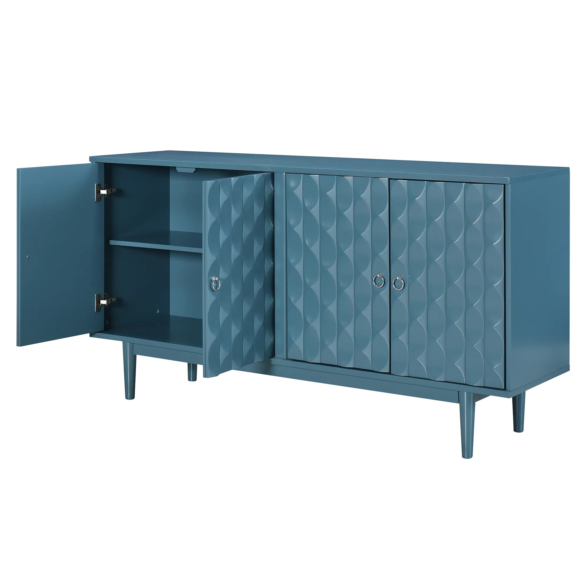 Modern 4-Door Sideboard with Convex Pattern Design