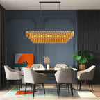 Modern 4-Tier Rectangular Chandelier with Smoke Glass