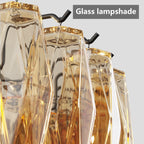 Modern 4-Tier Rectangular Chandelier with Smoke Glass