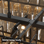 Modern 4-Tier Rectangular Chandelier with Smoke Glass