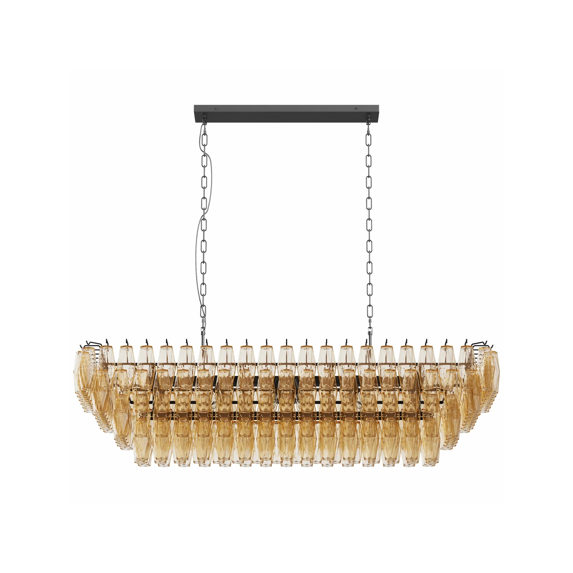 Modern 4-Tier Rectangular Chandelier with Smoke Glass