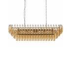 Modern 4-Tier Rectangular Chandelier with Smoke Glass