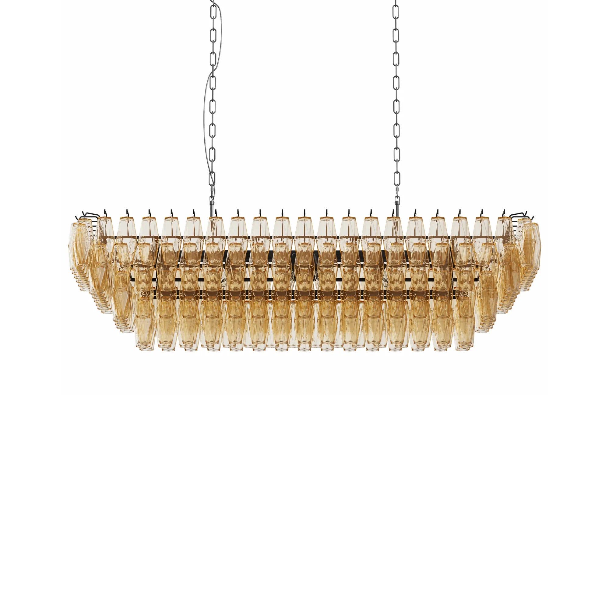 Modern 4-Tier Rectangular Chandelier with Smoke Glass