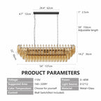 Modern 4-Tier Rectangular Chandelier with Smoke Glass