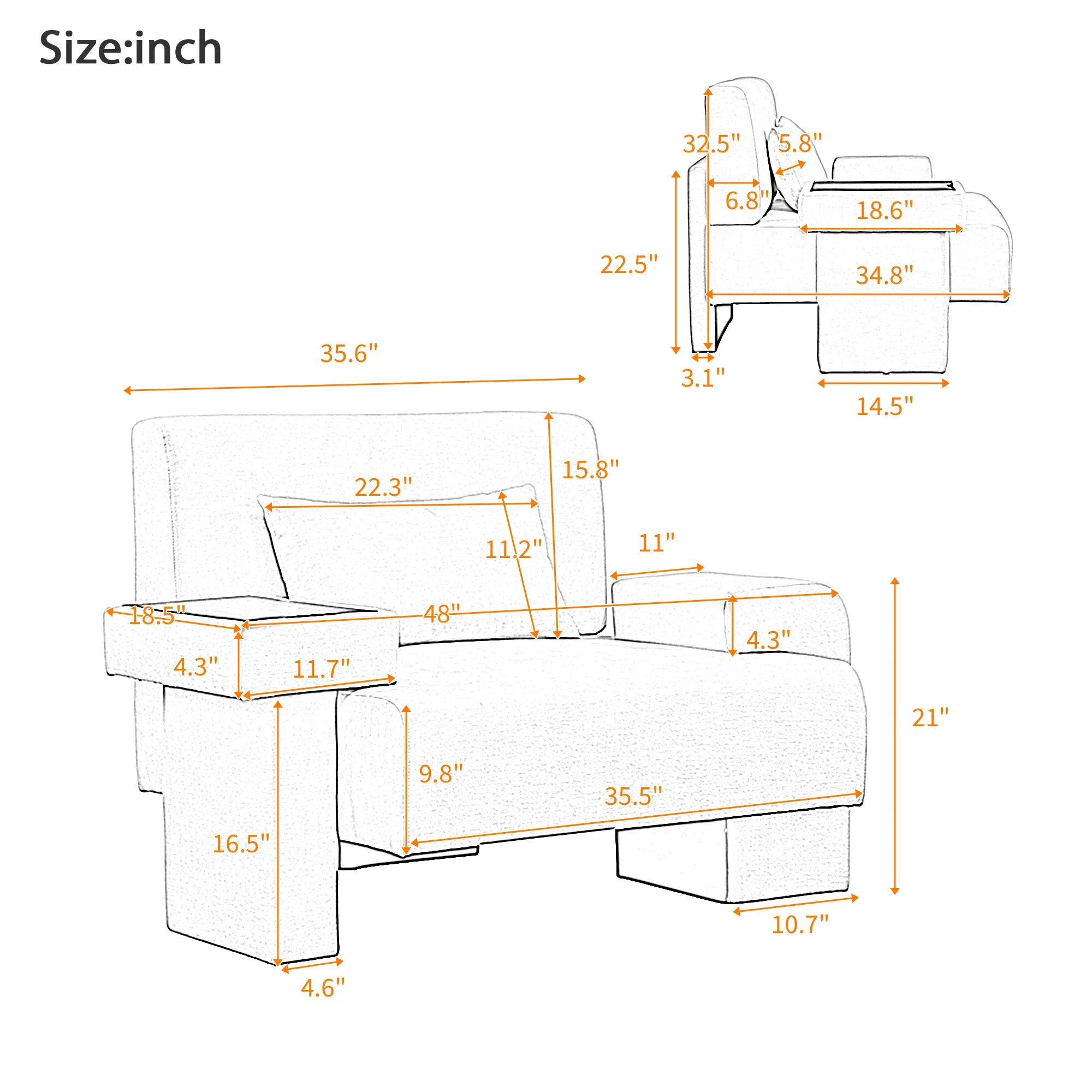 Modern 48'' Oversized Comfy Armchair