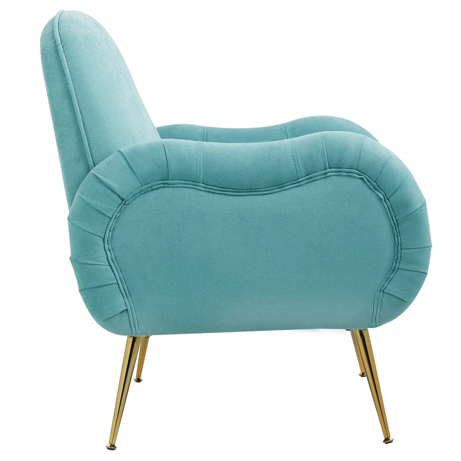 Modern Accent Armchair with Gold Metal Legs, Snowflake Fabric