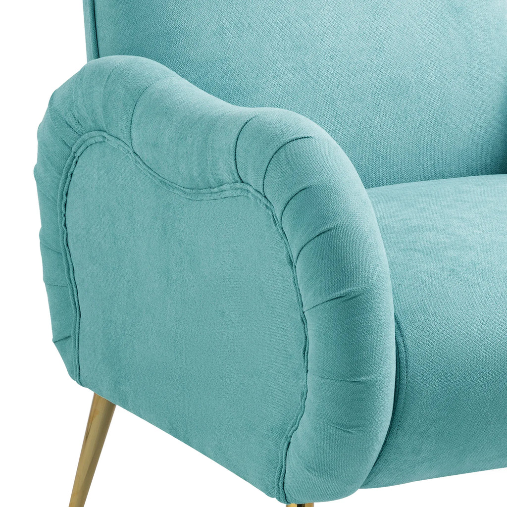 Modern Accent Armchair with Gold Metal Legs, Snowflake Fabric