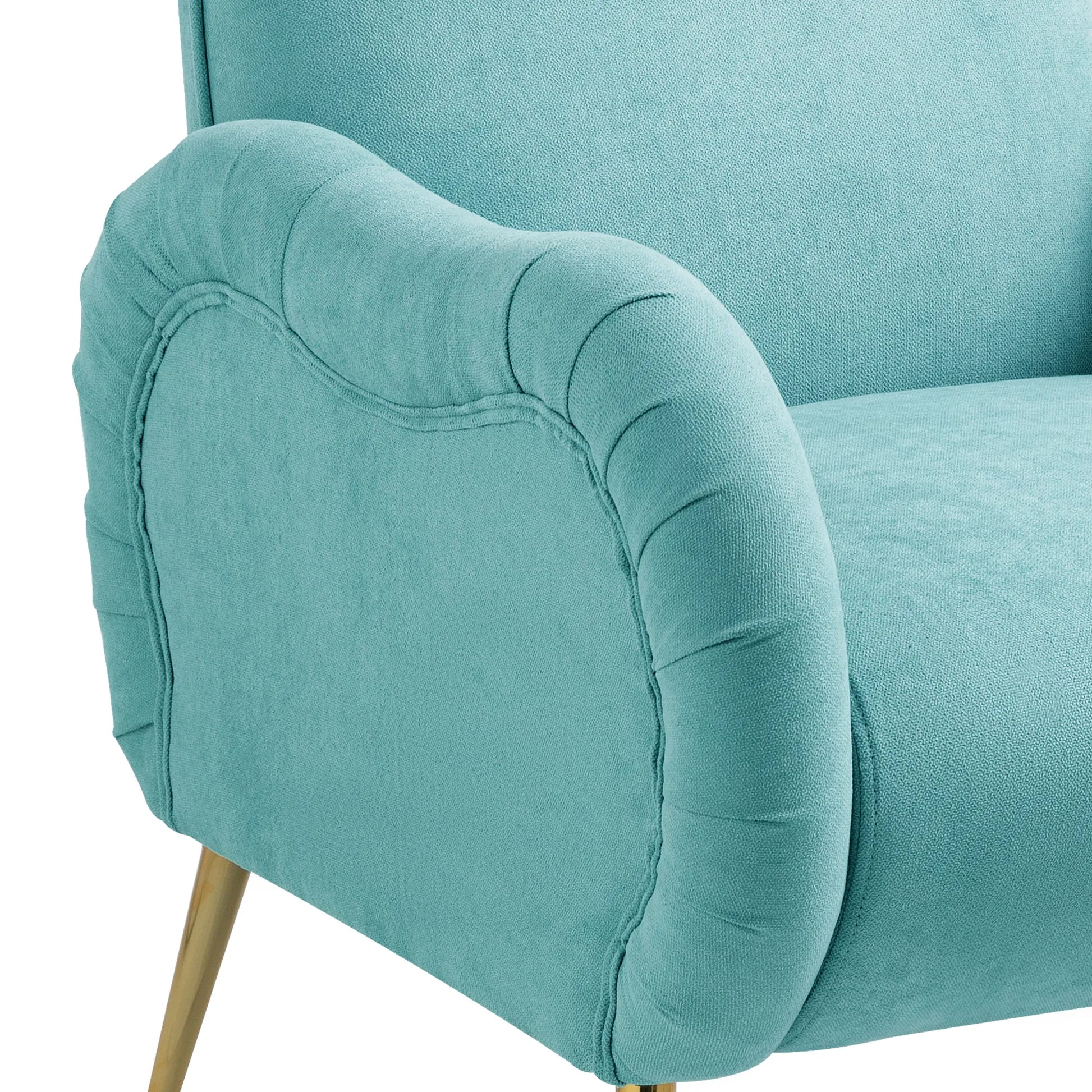 Modern Accent Armchair with Gold Metal Legs, Snowflake Fabric