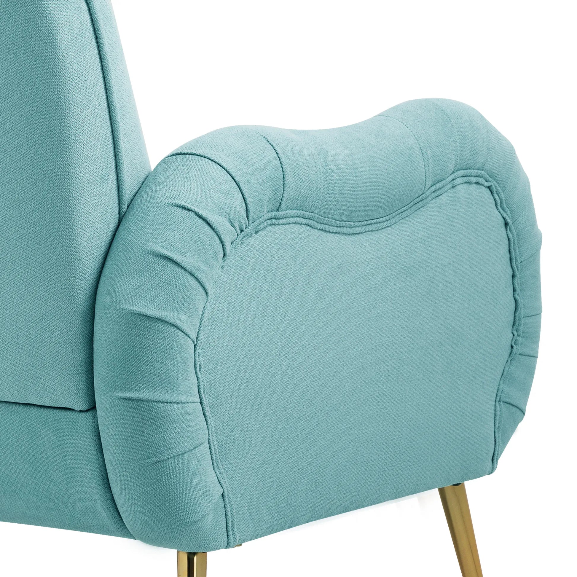 Modern Accent Armchair with Gold Metal Legs, Snowflake Fabric