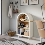 Modern Arched 3-Tier Storage Cabinet, Bookcase Shelf