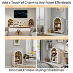 Modern Arched 3-Tier Storage Cabinet, Bookcase Shelf
