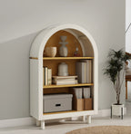 Modern Arched 3-Tier Storage Cabinet, Bookcase Shelf