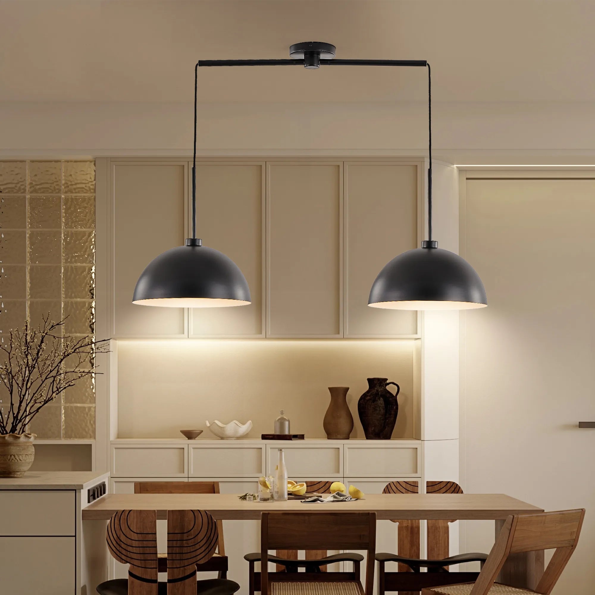 Modern Black Double Pendant Light